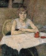 Henri de toulouse-lautrec Young woman at a table oil
